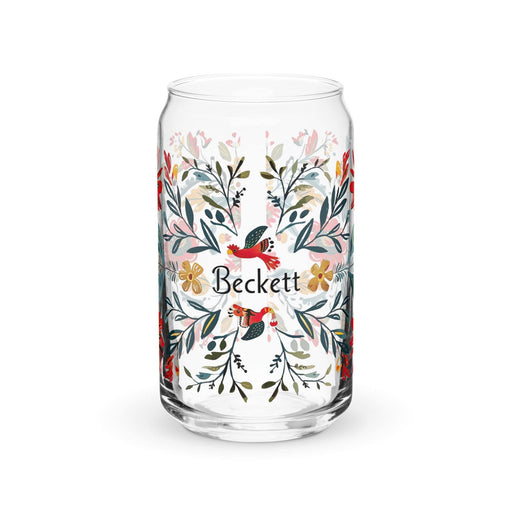 Beckett Exclusive Name Art Piece Can-Shaped Glass Home Office Work Mexican Spanish Pride Gift Cup One-Of-A-Kind Calligraphy Glass | B2 Mexicada 16 oz