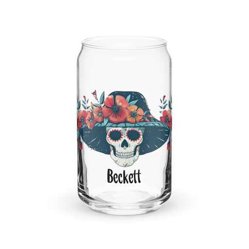 Beckett Exclusive Name Art Piece Can - Shaped Glass Home Office Work Mexican Spanish Pride Gift Cup One - Of - A - Kind Calligraphy Glass | B8 - Mexicada