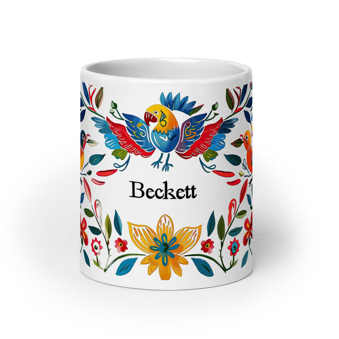 Beckett Exclusive Name Art Piece Home Office Work Coffee Mug Mexican Spanish Pride Gift Cup One-Of-A-Kind Calligraphy White Glossy Mug | B1 Mexicada