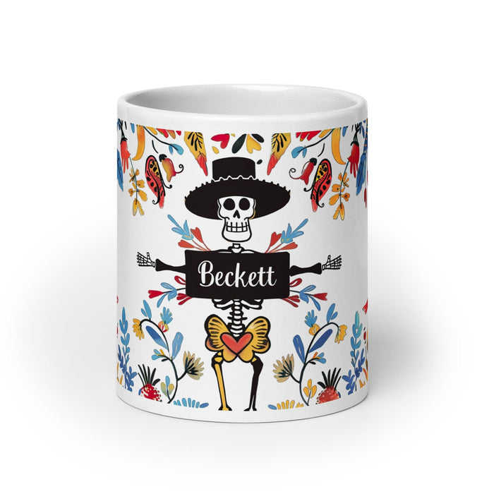 Beckett Exclusive Name Art Piece Home Office Work Coffee Mug Mexican Spanish Pride Gift Cup One-Of-A-Kind Calligraphy White Glossy Mug | B12 Mexicada