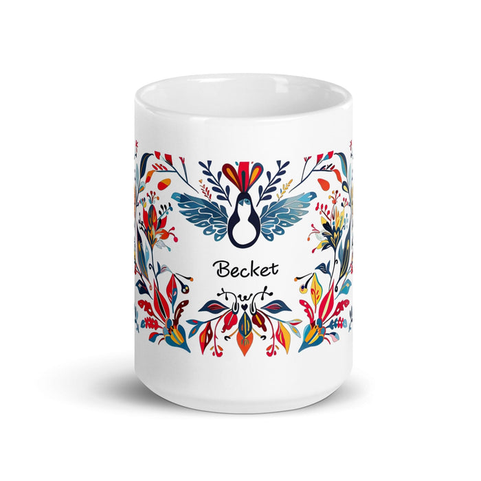 Beckett Exclusive Name Art Piece Home Office Work Coffee Mug Mexican Spanish Pride Gift Cup One-Of-A-Kind Calligraphy White Glossy Mug | B14 Mexicada