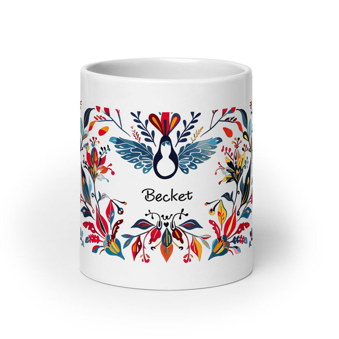 Beckett Exclusive Name Art Piece Home Office Work Coffee Mug Mexican Spanish Pride Gift Cup One-Of-A-Kind Calligraphy White Glossy Mug | B14 Mexicada