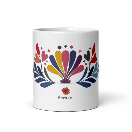 Beckett Exclusive Name Art Piece Home Office Work Coffee Mug Mexican Spanish Pride Gift Cup One-Of-A-Kind Calligraphy White Glossy Mug | B15 Mexicada