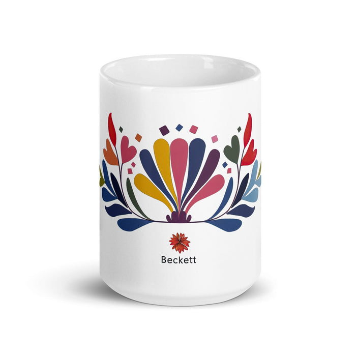 Beckett Exclusive Name Art Piece Home Office Work Coffee Mug Mexican Spanish Pride Gift Cup One-Of-A-Kind Calligraphy White Glossy Mug | B15 Mexicada