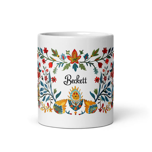 Beckett Exclusive Name Art Piece Home Office Work Coffee Mug Mexican Spanish Pride Gift Cup One-Of-A-Kind Calligraphy White Glossy Mug | B17 Mexicada