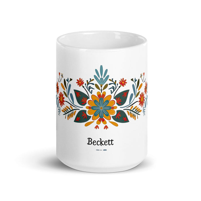 Beckett Exclusive Name Art Piece Home Office Work Coffee Mug Mexican Spanish Pride Gift Cup One-Of-A-Kind Calligraphy White Glossy Mug | B19 Mexicada