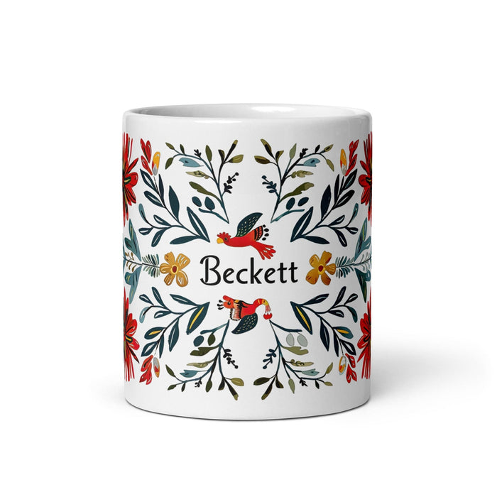 Beckett Exclusive Name Art Piece Home Office Work Coffee Mug Mexican Spanish Pride Gift Cup One-Of-A-Kind Calligraphy White Glossy Mug | B2 Mexicada