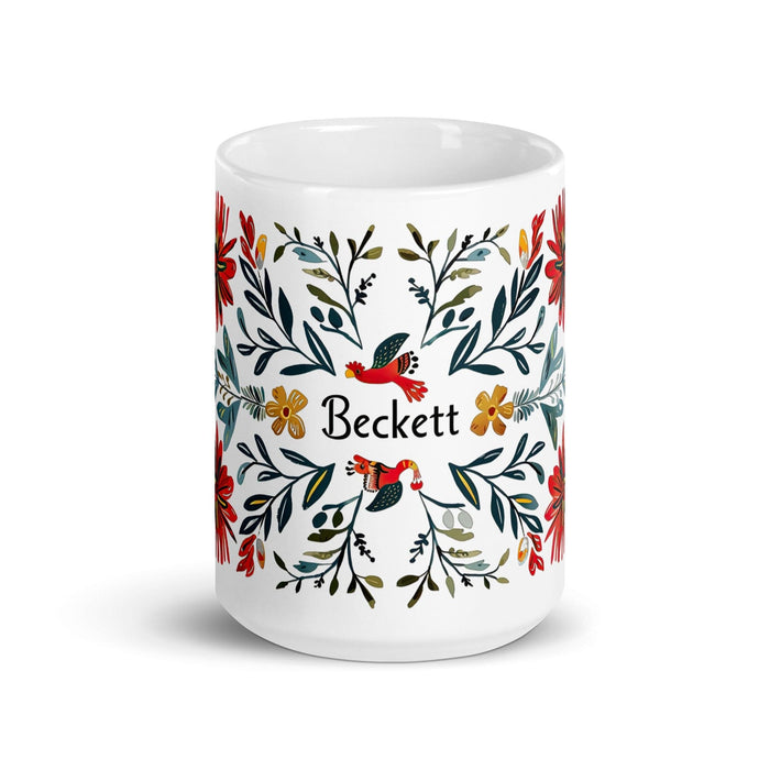 Beckett Exclusive Name Art Piece Home Office Work Coffee Mug Mexican Spanish Pride Gift Cup One-Of-A-Kind Calligraphy White Glossy Mug | B2 Mexicada