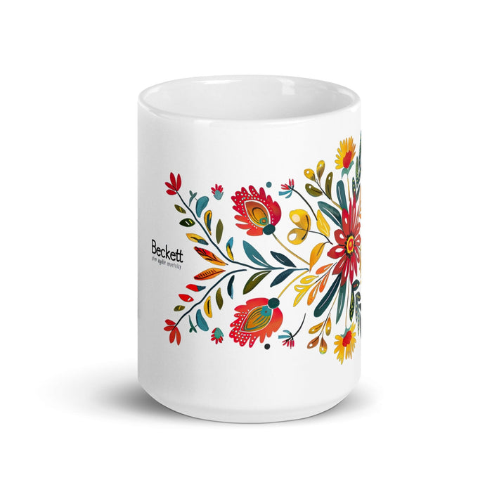 Beckett Exclusive Name Art Piece Home Office Work Coffee Mug Mexican Spanish Pride Gift Cup One-Of-A-Kind Calligraphy White Glossy Mug | B20 Mexicada