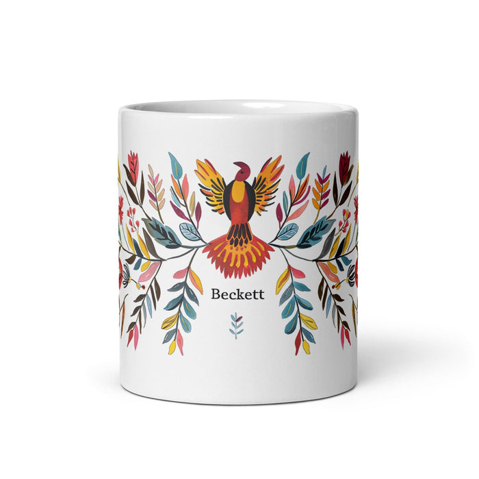 Beckett Exclusive Name Art Piece Home Office Work Coffee Mug Mexican Spanish Pride Gift Cup One-Of-A-Kind Calligraphy White Glossy Mug | B3 Mexicada