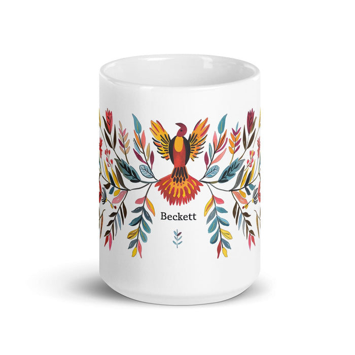 Beckett Exclusive Name Art Piece Home Office Work Coffee Mug Mexican Spanish Pride Gift Cup One-Of-A-Kind Calligraphy White Glossy Mug | B3 Mexicada