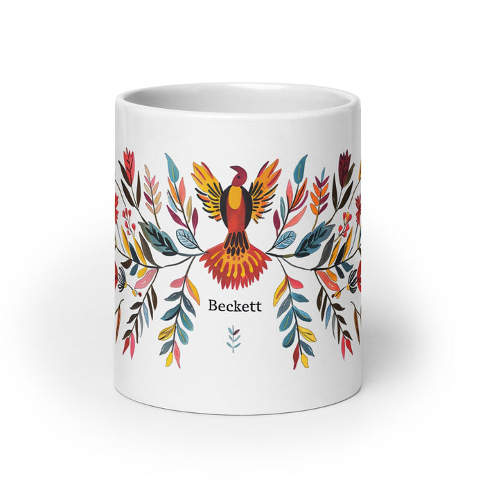 Beckett Exclusive Name Art Piece Home Office Work Coffee Mug Mexican Spanish Pride Gift Cup One-Of-A-Kind Calligraphy White Glossy Mug | B3 Mexicada