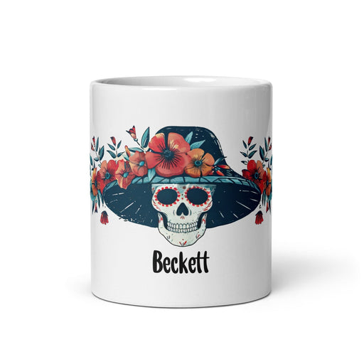 Beckett Exclusive Name Art Piece Home Office Work Coffee Mug Mexican Spanish Pride Gift Cup One-Of-A-Kind Calligraphy White Glossy Mug | B8 Mexicada