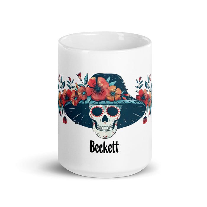 Beckett Exclusive Name Art Piece Home Office Work Coffee Mug Mexican Spanish Pride Gift Cup One-Of-A-Kind Calligraphy White Glossy Mug | B8 Mexicada