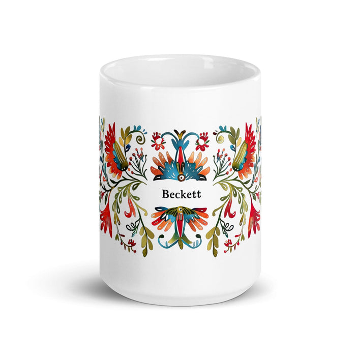 Beckett Exclusive Name Art Piece Home Office Work Coffee Mug Mexican Spanish Pride Gift Cup One-Of-A-Kind Calligraphy White Glossy Mug | B9 Mexicada