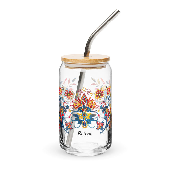 Belem Exclusive Name Art Piece Can - Shaped Glass Home Office Work Mexican Spanish Pride Gift Cup One - Of - A - Kind Calligraphy Glass | B12 - Mexicada