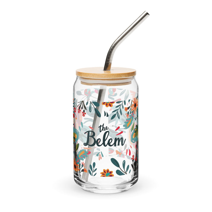 Belem Exclusive Name Art Piece Can - Shaped Glass Home Office Work Mexican Spanish Pride Gift Cup One - Of - A - Kind Calligraphy Glass | B13 - Mexicada