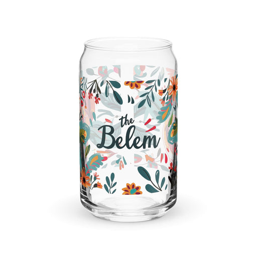 Belem Exclusive Name Art Piece Can-Shaped Glass Home Office Work Mexican Spanish Pride Gift Cup One-Of-A-Kind Calligraphy Glass | B13 Mexicada 16 oz