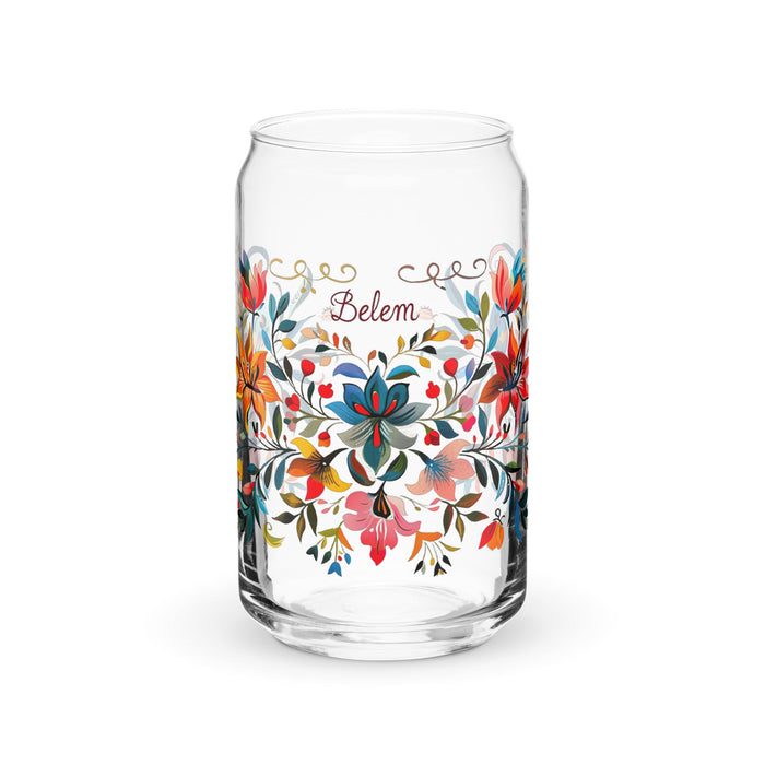 Belem Exclusive Name Art Piece Can - Shaped Glass Home Office Work Mexican Spanish Pride Gift Cup One - Of - A - Kind Calligraphy Glass | B15 - Mexicada