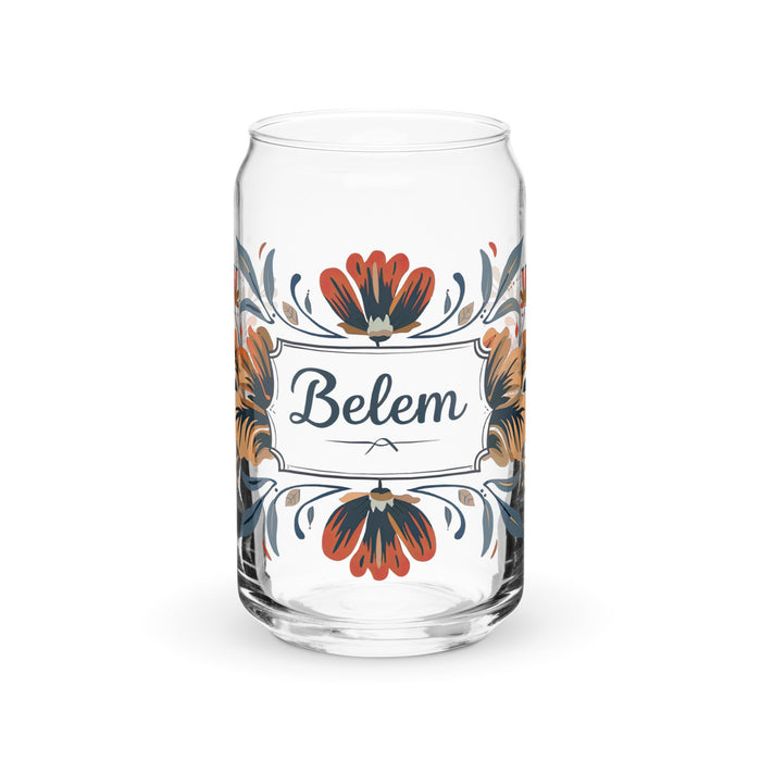 Belem Exclusive Name Art Piece Can - Shaped Glass Home Office Work Mexican Spanish Pride Gift Cup One - Of - A - Kind Calligraphy Glass | B2 - Mexicada