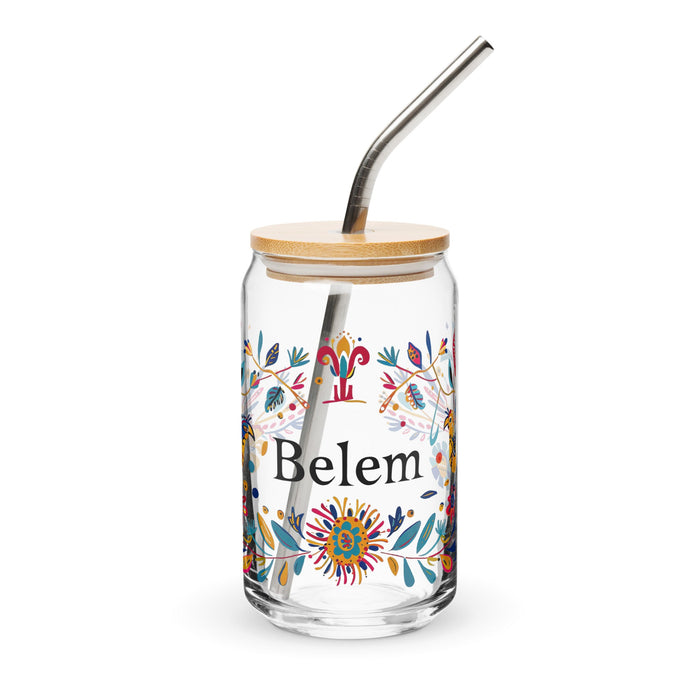 Belem Exclusive Name Art Piece Can - Shaped Glass Home Office Work Mexican Spanish Pride Gift Cup One - Of - A - Kind Calligraphy Glass | B21 - Mexicada