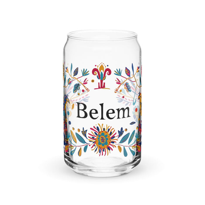 Belem Exclusive Name Art Piece Can-Shaped Glass Home Office Work Mexican Spanish Pride Gift Cup One-Of-A-Kind Calligraphy Glass | B21 Mexicada 16 oz (No Lid No Straw)