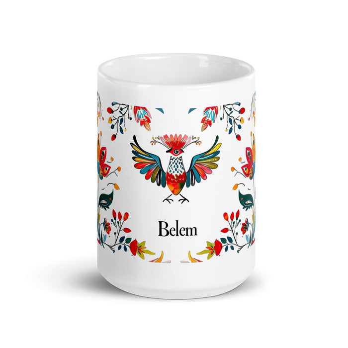 Belem Exclusive Name Art Piece Home Office Work Coffee Mug Mexican Spanish Pride Gift Cup One-Of-A-Kind Calligraphy White Glossy Mug | B1 Mexicada