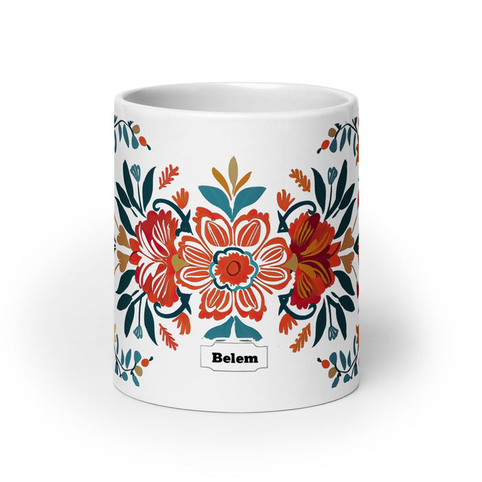 Belem Exclusive Name Art Piece Home Office Work Coffee Mug Mexican Spanish Pride Gift Cup One-Of-A-Kind Calligraphy White Glossy Mug | B10 Mexicada