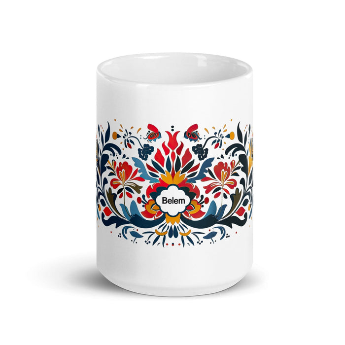 Belem Exclusive Name Art Piece Home Office Work Coffee Mug Mexican Spanish Pride Gift Cup One-Of-A-Kind Calligraphy White Glossy Mug | B11 Mexicada