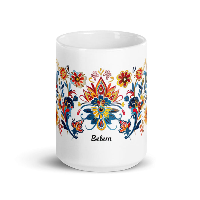 Belem Exclusive Name Art Piece Home Office Work Coffee Mug Mexican Spanish Pride Gift Cup One-Of-A-Kind Calligraphy White Glossy Mug | B12 Mexicada