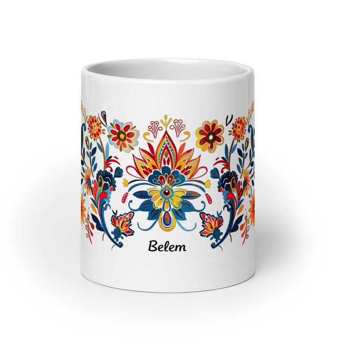 Belem Exclusive Name Art Piece Home Office Work Coffee Mug Mexican Spanish Pride Gift Cup One-Of-A-Kind Calligraphy White Glossy Mug | B12 Mexicada