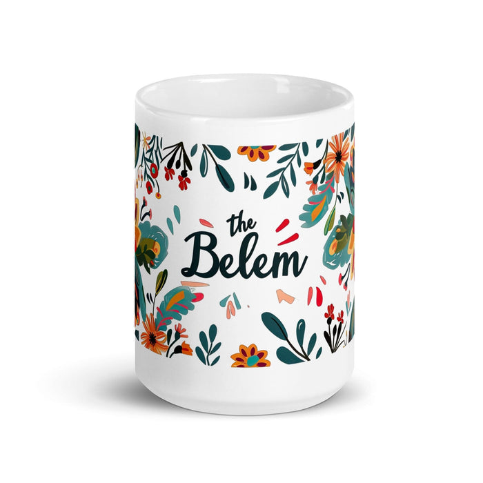 Belem Exclusive Name Art Piece Home Office Work Coffee Mug Mexican Spanish Pride Gift Cup One-Of-A-Kind Calligraphy White Glossy Mug | B13 Mexicada