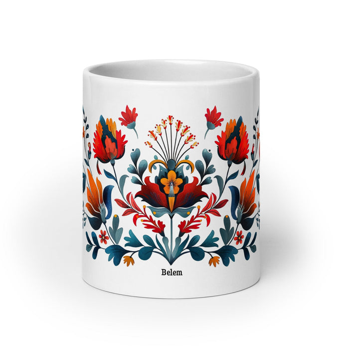 Belem Exclusive Name Art Piece Home Office Work Coffee Mug Mexican Spanish Pride Gift Cup One-Of-A-Kind Calligraphy White Glossy Mug | B14 Mexicada