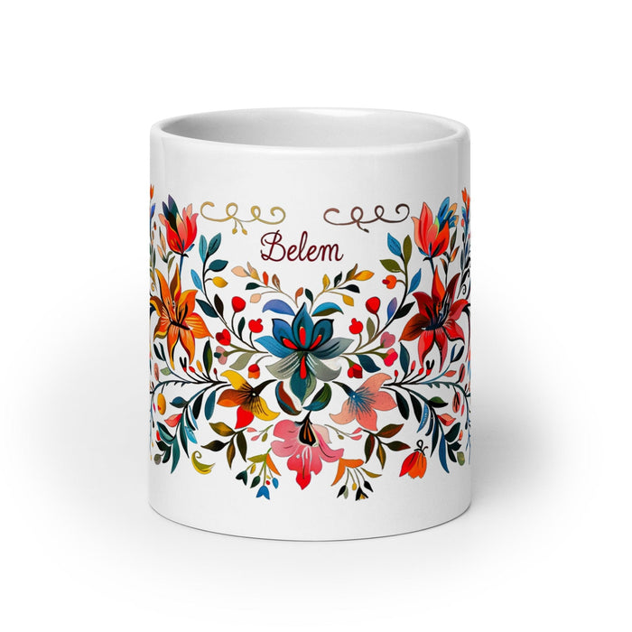 Belem Exclusive Name Art Piece Home Office Work Coffee Mug Mexican Spanish Pride Gift Cup One-Of-A-Kind Calligraphy White Glossy Mug | B15 Mexicada