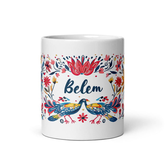 Belem Exclusive Name Art Piece Home Office Work Coffee Mug Mexican Spanish Pride Gift Cup One-Of-A-Kind Calligraphy White Glossy Mug | B16 Mexicada