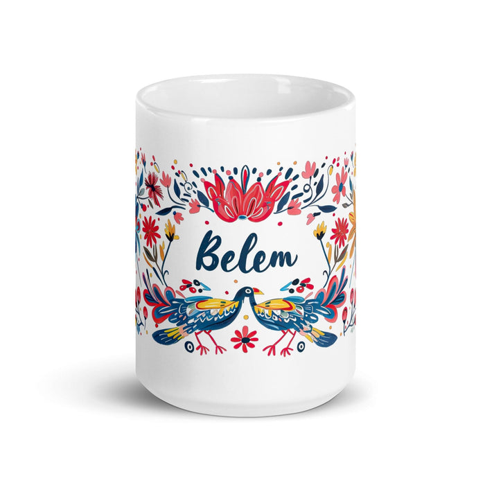 Belem Exclusive Name Art Piece Home Office Work Coffee Mug Mexican Spanish Pride Gift Cup One-Of-A-Kind Calligraphy White Glossy Mug | B16 Mexicada