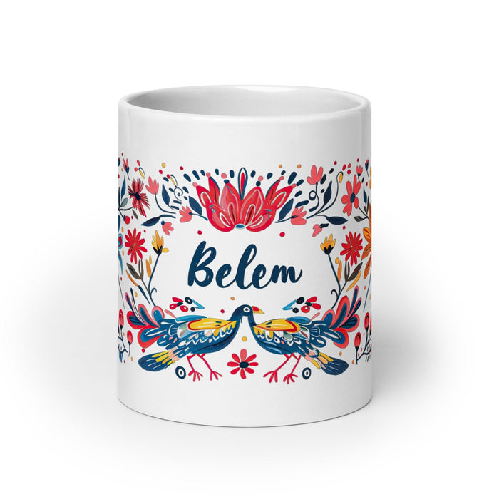 Belem Exclusive Name Art Piece Home Office Work Coffee Mug Mexican Spanish Pride Gift Cup One-Of-A-Kind Calligraphy White Glossy Mug | B16 Mexicada