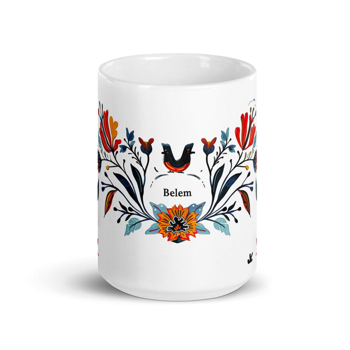 Belem Exclusive Name Art Piece Home Office Work Coffee Mug Mexican Spanish Pride Gift Cup One-Of-A-Kind Calligraphy White Glossy Mug | B17 Mexicada