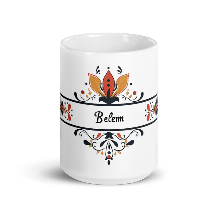 Belem Exclusive Name Art Piece Home Office Work Coffee Mug Mexican Spanish Pride Gift Cup One-Of-A-Kind Calligraphy White Glossy Mug | B18 Mexicada