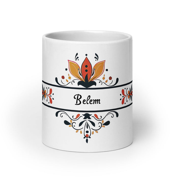 Belem Exclusive Name Art Piece Home Office Work Coffee Mug Mexican Spanish Pride Gift Cup One-Of-A-Kind Calligraphy White Glossy Mug | B18 Mexicada