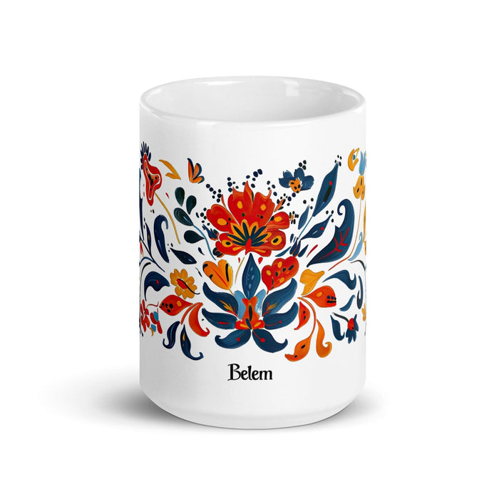 Belem Exclusive Name Art Piece Home Office Work Coffee Mug Mexican Spanish Pride Gift Cup One-Of-A-Kind Calligraphy White Glossy Mug | B19 Mexicada