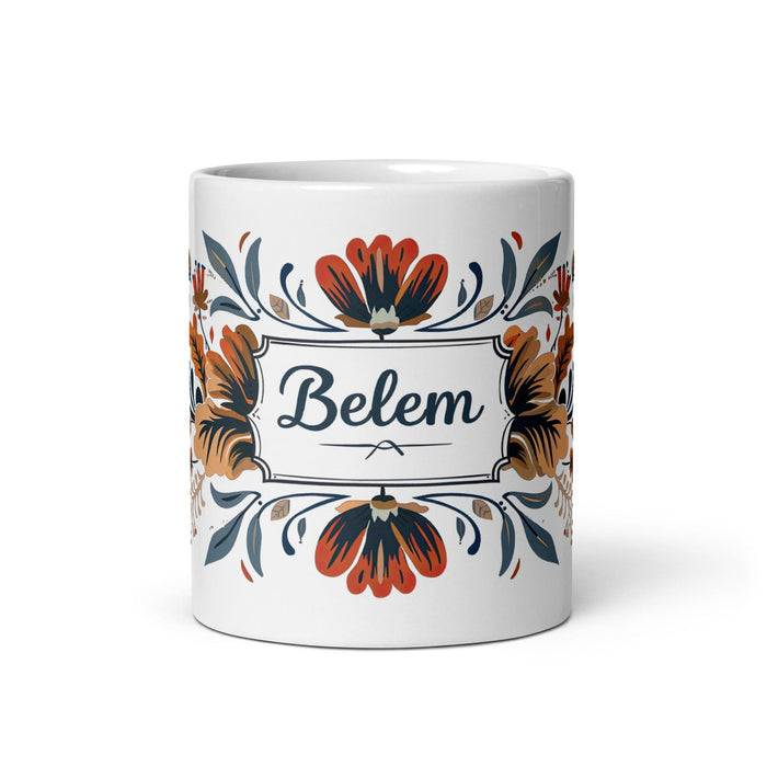 Belem Exclusive Name Art Piece Home Office Work Coffee Mug Mexican Spanish Pride Gift Cup One-Of-A-Kind Calligraphy White Glossy Mug | B2 Mexicada