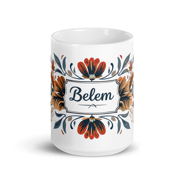 Belem Exclusive Name Art Piece Home Office Work Coffee Mug Mexican Spanish Pride Gift Cup One-Of-A-Kind Calligraphy White Glossy Mug | B2 Mexicada