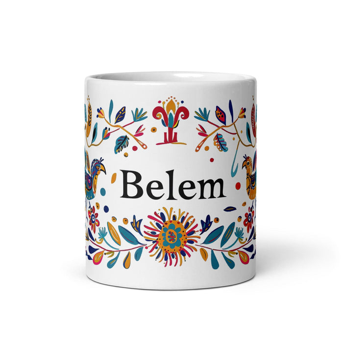 Belem Exclusive Name Art Piece Home Office Work Coffee Mug Mexican Spanish Pride Gift Cup One-Of-A-Kind Calligraphy White Glossy Mug | B21 Mexicada