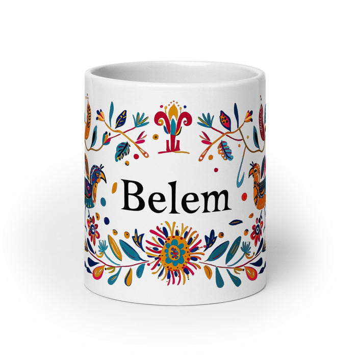 Belem Exclusive Name Art Piece Home Office Work Coffee Mug Mexican Spanish Pride Gift Cup One-Of-A-Kind Calligraphy White Glossy Mug | B21 Mexicada