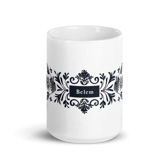 Belem Exclusive Name Art Piece Home Office Work Coffee Mug Mexican Spanish Pride Gift Cup One-Of-A-Kind Calligraphy White Glossy Mug | B3 Mexicada