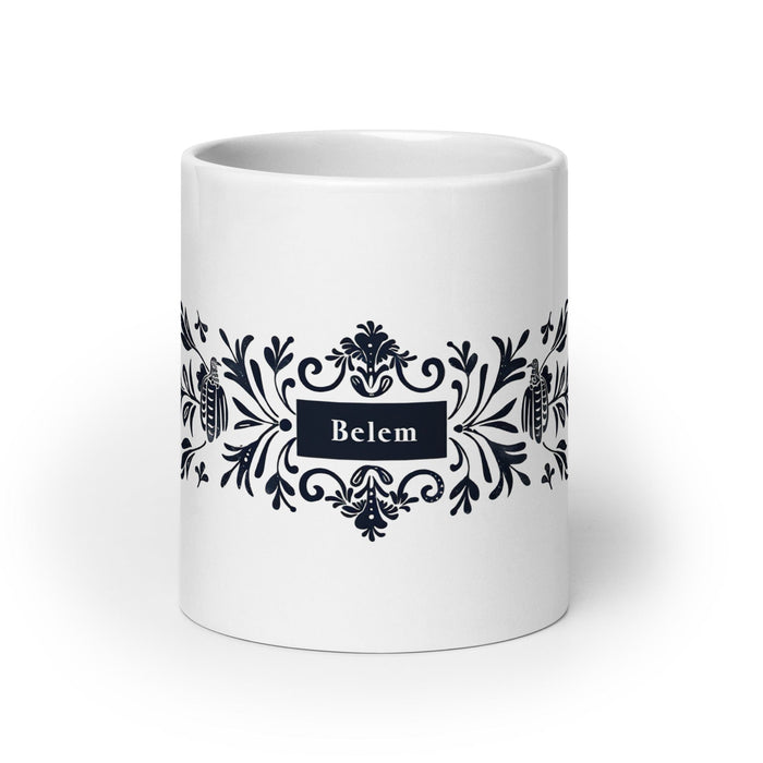 Belem Exclusive Name Art Piece Home Office Work Coffee Mug Mexican Spanish Pride Gift Cup One-Of-A-Kind Calligraphy White Glossy Mug | B3 Mexicada