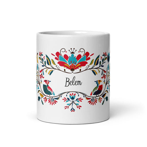 Belem Exclusive Name Art Piece Home Office Work Coffee Mug Mexican Spanish Pride Gift Cup One-Of-A-Kind Calligraphy White Glossy Mug | B4 Mexicada