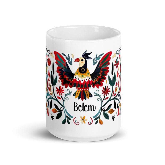 Belem Exclusive Name Art Piece Home Office Work Coffee Mug Mexican Spanish Pride Gift Cup One-Of-A-Kind Calligraphy White Glossy Mug | B5 Mexicada