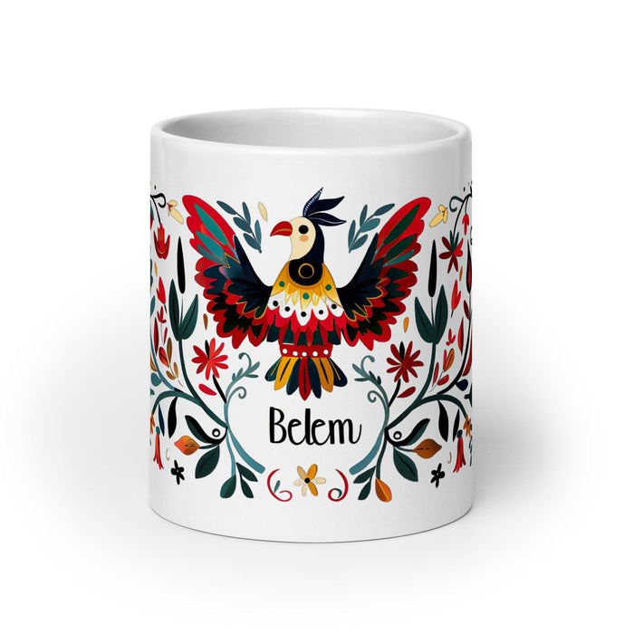 Belem Exclusive Name Art Piece Home Office Work Coffee Mug Mexican Spanish Pride Gift Cup One-Of-A-Kind Calligraphy White Glossy Mug | B5 Mexicada